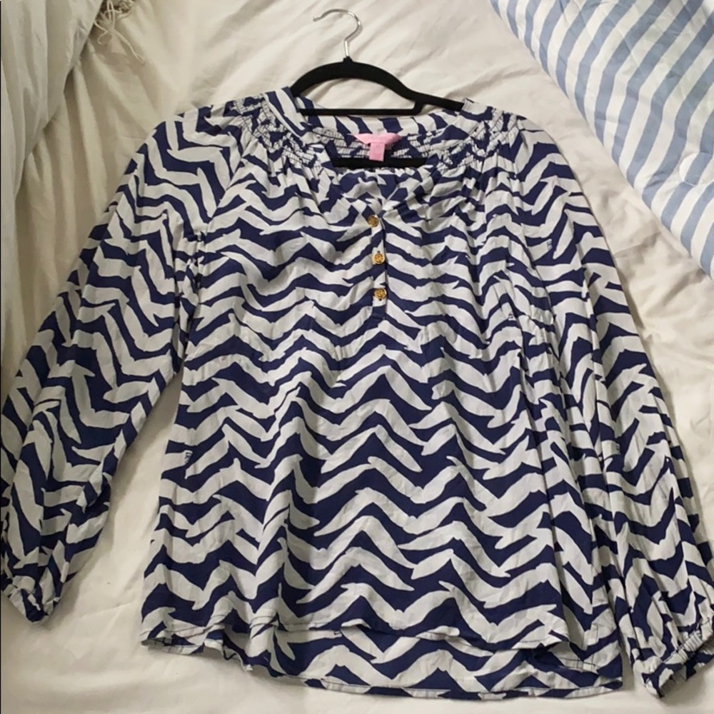 Lily Pulitzer “I got lucky” print Elsa Silk top XS